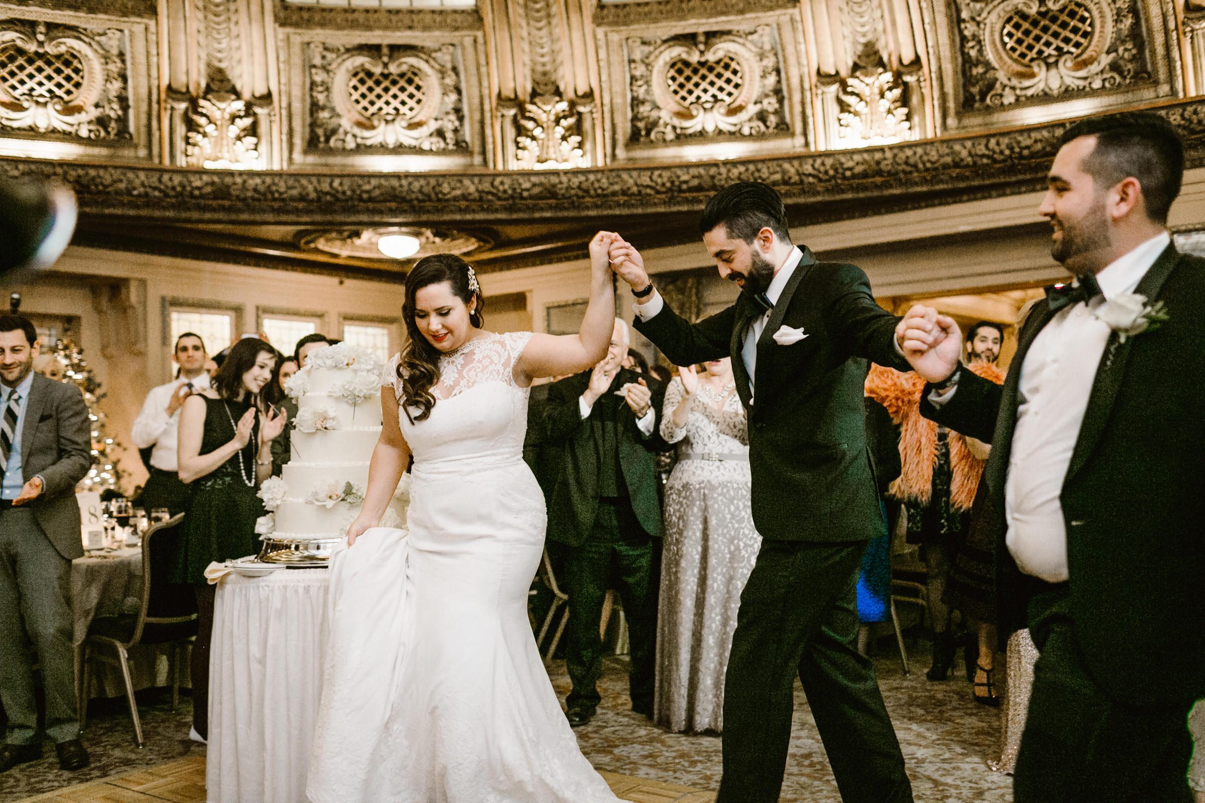 Bride and groom entrance to their wedding reception at The Arctic Club in Seattle